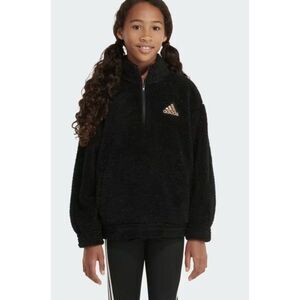 BNWT Girls Adidas Black Gold Fleck Quarter Zip Pullover Jacket Hoodie Sweatshirt